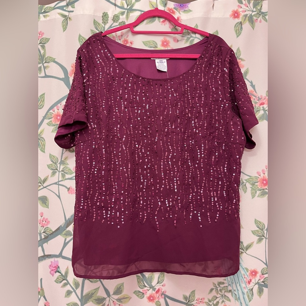 Burgundy Roaman’s sequin top 20W